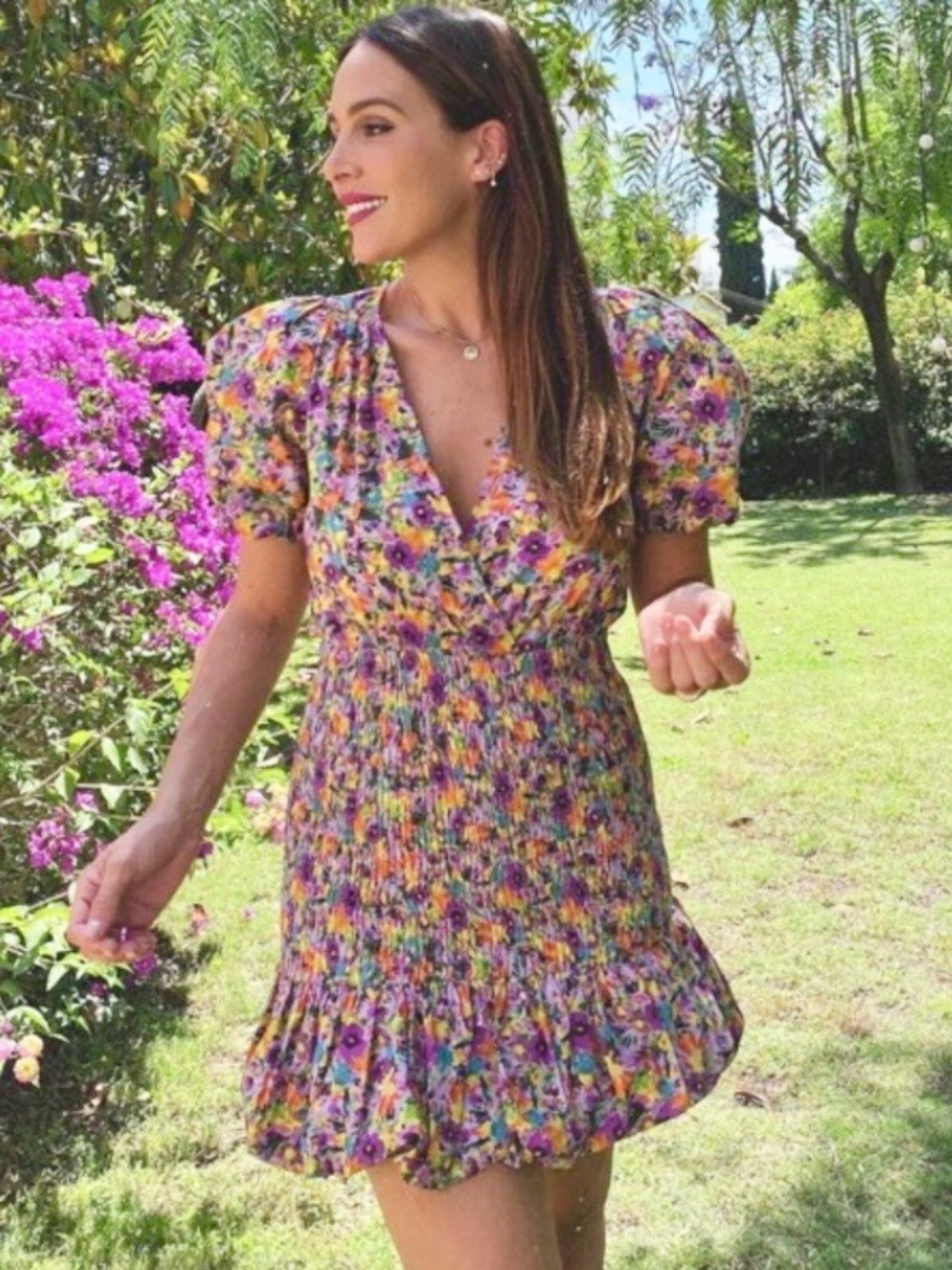 Zara Floral Smocked Mini Dress Size M